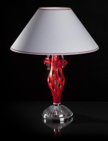 Red table lamp with glass corals