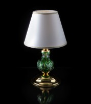 Green lamp from blue cased crystal