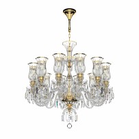 12-arm crystal chandelier with gold vases