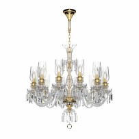 8-arm golden crystal chandelier with diamond cut