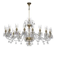 16-arm oval crystal chandelier with glass bells