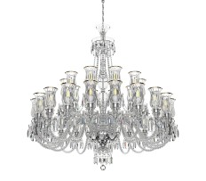 30-arm silver crystal chandelier with diamond cut