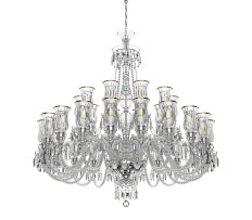 30-arm silver crystal chandelier with diamond cut
