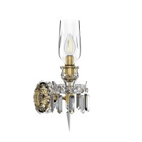 Small 1-arm wall light with one clear glass vase
