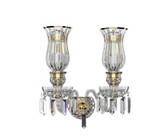 2-arm wall lamp with gold decorated vases