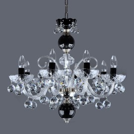 Timeless modern hanging chandelier made of black and clear (white) crystal glass