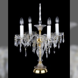 Decorative crystal lamp with 4 arms and a glass icicle-shaped tip