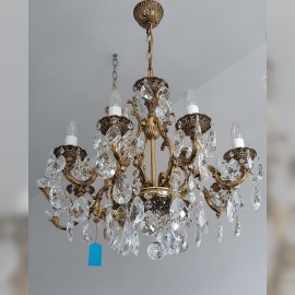 8-arm cast metal chandelier with crystal trimmings