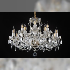Taller 12-arm chandelier -PK500 lace-cut crystal with high enamel on gold background