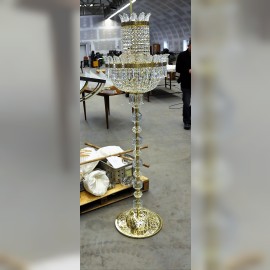 Very tall crystal floor lamp in the style of Maria Theresa. Photo from the workshop for the customer