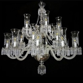 24-arm crystal chandelier in Bohemia Baccarat style with cut tulips