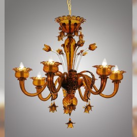 Two types of Murano chandeliers in amber color - reversed arm directions