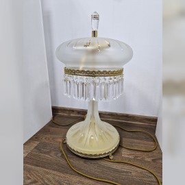 Lamp made of solid sandblasted glass with deep hand-cut
