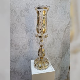 Tall luxurious crystal lamp decorated with 24K gold and flowers