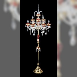 High floor lamp of ruby glass decorated with hand paintings