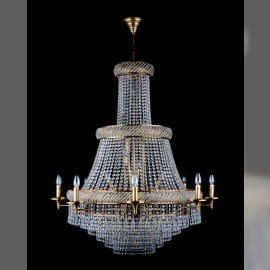 More modern strass chandeliers above the staircase or in the mezzanine between floors
