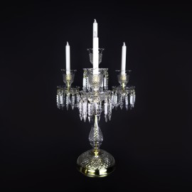 Luxurious tall crystal candlestick in the Bohemia Baccarat style