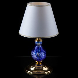 Resale of stock - 5 types of colored table lamps made of cut cased glass - blue, purple, green, red and clear crystal