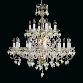 A large chandelier with white grapes