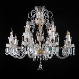 Chandeliers and lamps made of art glass with diamond cut