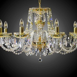 6-Arms Crystal chandelier high enamel on a golden background II.