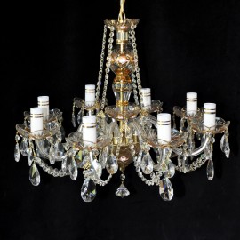 The 8 arms custom-made crystal chandelier - enameled flowers HE