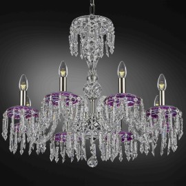 Purple crystal chandelier, lamps & luxury beverage glass