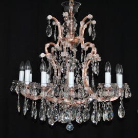 The custom-made 12 flames Maria Theresa chandelier - imitation of red copper