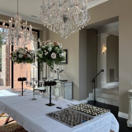 Crystal chandeliers and lamps for the wedding salon