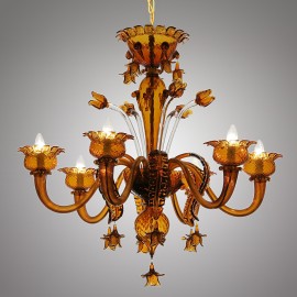 Two types of Murano chandeliers in amber color - reversed arm directions