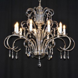 The 12 arms silver modern crystal chandelier - smooth blown glass