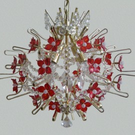The design chandeliers decorated with hand made glass flowers