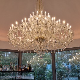 Chandelier service at the customer's place - a large crystal chandelier with 60 bulbs in the gazebo of Café Hajecek.