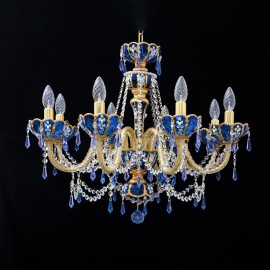 Chateau colored crystal chandeliers made of panelled art glass "GOLD & COLOR"