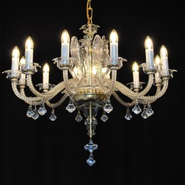 The 12 bulbs custom-made glass chandelier in Murano style - Leaves & Flowers