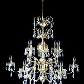 Large chandeliers for halls and entrance areas of townhouses made of polished brass