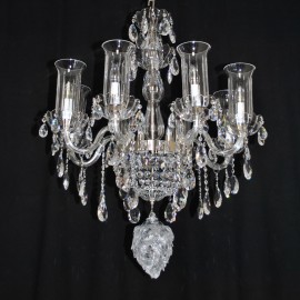 The custom-made 8 bulbs crystal chandelier "hop glass cone"
