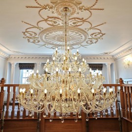 Large Strass chandeliers with glass arms for entrance halls