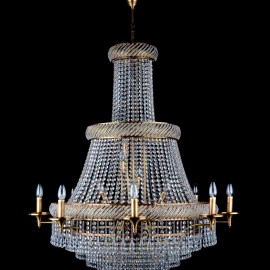 More modern strass chandeliers above the staircase or in the mezzanine between floors