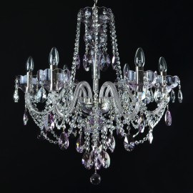 The 8 arms purple crystal chandelier with design hand blown TULIP bobeches