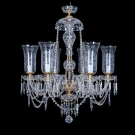 Crystal chandeliers with glass vases decorated with artistic engraving