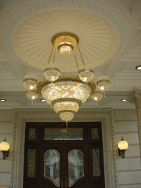 Large outdoor crystal chandelier with cut spikes