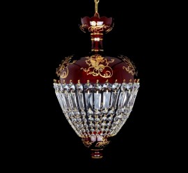 Ruby chandelier with gold painting - grape wine