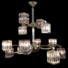 Avant-garde crystal chandelier with 12 cubic lanterns