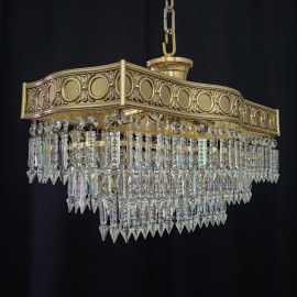 Luxurious rectangular crystal cascade chandelier - custom production