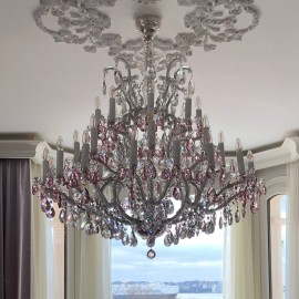 Maria Theresa's large chandelier with pink crystal almonds