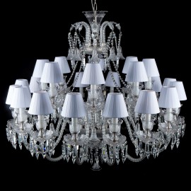 Comparison of two large identical chandeliers in the style of Bohemian Baccarat