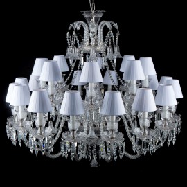 Comparison of two large identical chandeliers in the style of Bohemian Baccarat