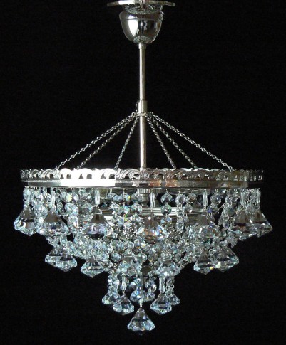 3 Bulbs basket crystal chandelier with diamond shaped pendants