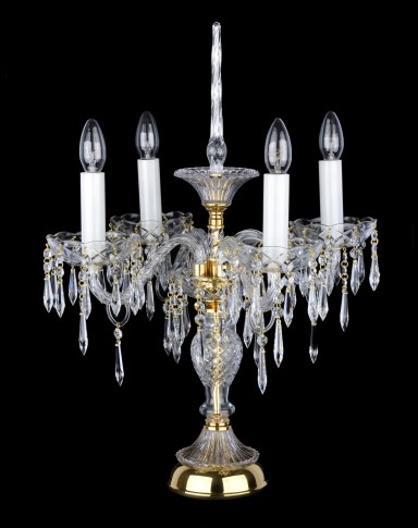 Decorative crystal lamp with 4 arms and a glass icicle-shaped tip